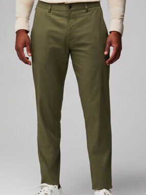 Fabletics The High Side Chino Pant Mens Dark Moss Performance Stretch 38W 32L